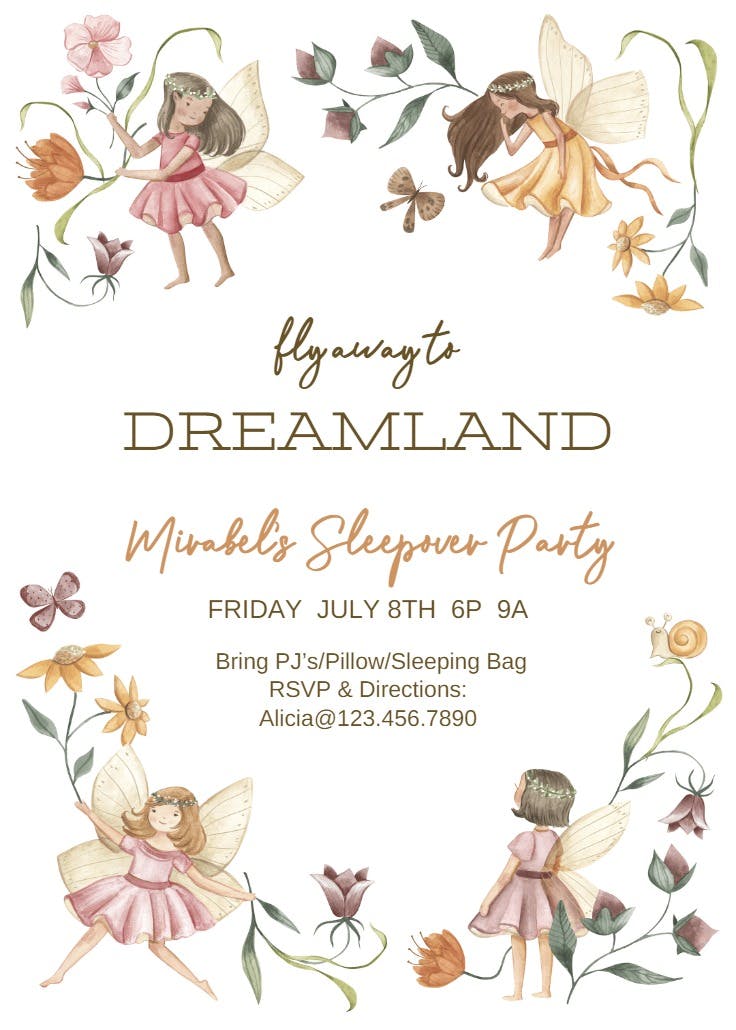 Sweet dreams - sleepover party invitation